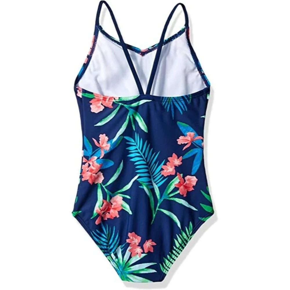 Kanu Surf‎ Girls' Daisy Beach Sport 1-Piece Swimsuit, Leonie Floral Navy, 14